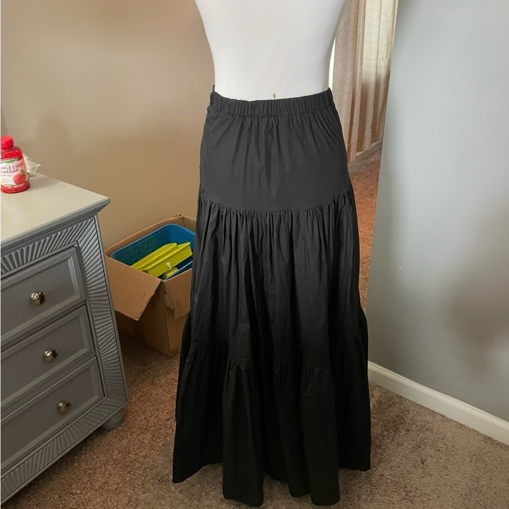 Black Tiered Maxi Skirt for Casual Resort Wear